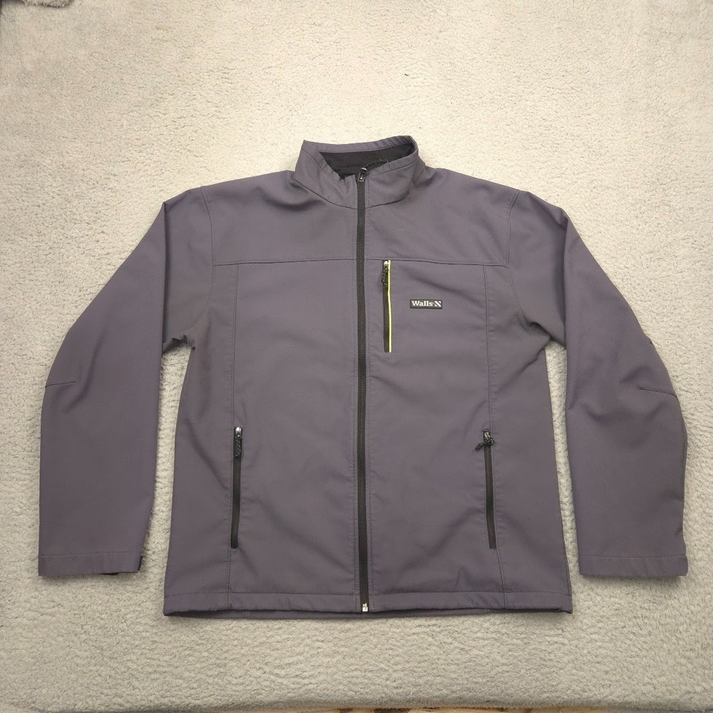 Walls Men's Large Gray Soft Shell Jacket Full Zip Fleece Lined Workwear